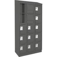 Clean Line Lockers, 5 -tier, Bank of 3, 36" x 18" x 82", Steel, Charcoal, Rivet (Assembled) Seaboard Timber Mart