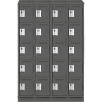 Assembled Clean Line Personal Effects Lockers, 5 -tier, Bank of 4, 15" x 82" x 48", Steel Seaboard Timber Mart