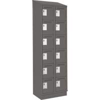 Clean Line Lockerette, 6 -tier, Bank of 2, 24" x 18" x 82", Steel, Charcoal, Rivet (Assembled) Seaboard Timber Mart