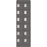 Clean Line Lockerette, 6 -tier, Bank of 2, 24" x 18" x 82", Steel, Charcoal, Rivet (Assembled) Seaboard Timber Mart