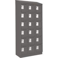 Clean Line Lockerette, 6 -tier, Bank of 3, 36" x 18" x 82", Steel, Charcoal, Rivet (Assembled) Seaboard Timber Mart