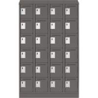 Clean Line Lockerette, 6 -tier, Bank of 4, 48" x 18" x 82", Steel, Charcoal, Rivet (Assembled) Seaboard Timber Mart
