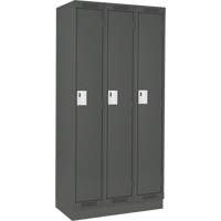 Clean Line Lockers, Bank of 3, 45" x 18" x 76", Steel, Charcoal, Rivet (Assembled) Seaboard Timber Mart