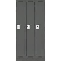 Clean Line Lockers, Bank of 3, 45" x 18" x 76", Steel, Charcoal, Rivet (Assembled) Seaboard Timber Mart