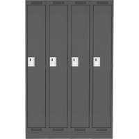 Clean Line Lockers, Bank of 4, 48" x 18" x 76", Steel, Charcoal, Rivet (Assembled) Seaboard Timber Mart