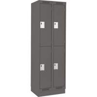 Clean Line Lockers, 2 -tier, Bank of 2, 24" x 12" x 76", Steel, Charcoal, Rivet (Assembled) Seaboard Timber Mart