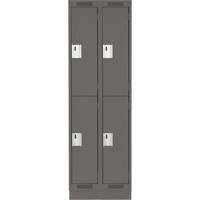 Clean Line Lockers, 2 -tier, Bank of 2, 24" x 12" x 76", Steel, Charcoal, Rivet (Assembled) Seaboard Timber Mart