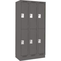 Clean Line Lockers, 2 -tier, Bank of 3, 36" x 12" x 76", Steel, Charcoal, Rivet (Assembled) Seaboard Timber Mart
