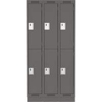 Clean Line Lockers, 2 -tier, Bank of 3, 36" x 12" x 76", Steel, Charcoal, Rivet (Assembled) Seaboard Timber Mart