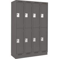 Clean Line Lockers, 2 -tier, Bank of 4, 48" x 12" x 76", Steel, Charcoal, Rivet (Assembled) Seaboard Timber Mart