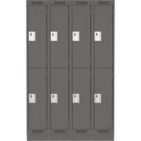 Clean Line Lockers, 2 -tier, Bank of 4, 48" x 12" x 76", Steel, Charcoal, Rivet (Assembled) Seaboard Timber Mart