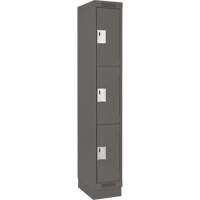 Clean Line Lockers, 3 -tier, 12" x 12" x 76", Steel, Charcoal, Rivet (Assembled) Seaboard Timber Mart