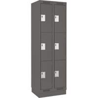 Clean Line Lockers, 3 -tier, Bank of 2, 24" x 12" x 76", Steel, Charcoal, Rivet (Assembled) Seaboard Timber Mart