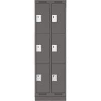 Clean Line Lockers, 3 -tier, Bank of 2, 24" x 12" x 76", Steel, Charcoal, Rivet (Assembled) Seaboard Timber Mart