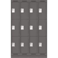 Clean Line Lockers, 3 -tier, Bank of 4, 48" x 12" x 76", Steel, Charcoal, Rivet (Assembled) Seaboard Timber Mart