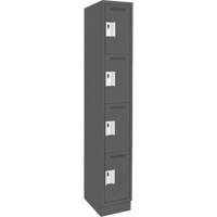 Clean Line Lockers, 4 -tier, 12" x 12" x 76", Steel, Charcoal, Rivet (Assembled) Seaboard Timber Mart