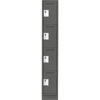 Clean Line Lockers, 4 -tier, 12" x 12" x 76", Steel, Charcoal, Rivet (Assembled) Seaboard Timber Mart