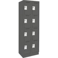 Clean Line Lockers, 4 -tier, Bank of 2, 24" x 12" x 76", Steel, Charcoal, Rivet (Assembled) Seaboard Timber Mart