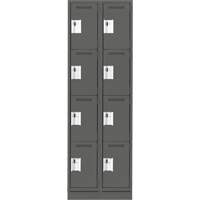 Clean Line Lockers, 4 -tier, Bank of 2, 24" x 12" x 76", Steel, Charcoal, Rivet (Assembled) Seaboard Timber Mart