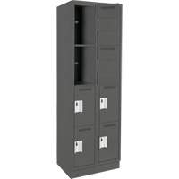 Clean Line Lockers, 4 -tier, Bank of 2, 24" x 12" x 76", Steel, Charcoal, Rivet (Assembled) Seaboard Timber Mart