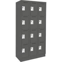 Clean Line Lockers, 4 -tier, Bank of 3, 36" x 12" x 76", Steel, Charcoal, Rivet (Assembled) Seaboard Timber Mart