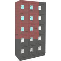Assembled Clean Line Personal Effects Lockers, 5 -tier, Bank of 3, 15" x 76" x 36", Steel Seaboard Timber Mart