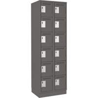 Clean Line Lockerette, 6 -tier, Bank of 2, 24" x 18" x 76", Steel, Charcoal, Rivet (Assembled) Seaboard Timber Mart
