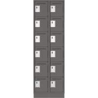 Clean Line Lockerette, 6 -tier, Bank of 2, 24" x 18" x 76", Steel, Charcoal, Rivet (Assembled) Seaboard Timber Mart