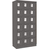 Clean Line Lockerette, 6 -tier, Bank of 3, 36" x 18" x 76", Steel, Charcoal, Rivet (Assembled) Seaboard Timber Mart