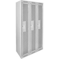 Clean Line Lockers, Bank of 3, 36" x 15" x 72", Steel, Grey, Rivet (Assembled), Perforated Seaboard Timber Mart