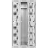 Clean Line Lockers, Bank of 3, 36" x 15" x 72", Steel, Grey, Rivet (Assembled), Perforated Seaboard Timber Mart