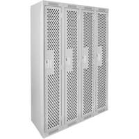 Clean Line Lockers, Bank of 4, 48" x 18" x 72", Steel, Grey, Rivet (Assembled), Perforated Seaboard Timber Mart