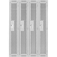 Clean Line Lockers, Bank of 4, 48" x 18" x 72", Steel, Grey, Rivet (Assembled), Perforated Seaboard Timber Mart