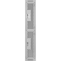 Clean Line Lockers, 2 -tier, 12" x 18" x 72", Steel, Grey, Rivet (Assembled), Perforated Seaboard Timber Mart