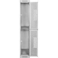 Clean Line Lockers, 2 -tier, 12" x 18" x 72", Steel, Grey, Rivet (Assembled), Perforated Seaboard Timber Mart