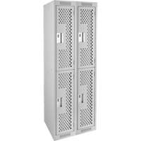 Clean Line Lockers, 2 -tier, Bank of 2, 24" x 12" x 72", Steel, Grey, Rivet (Assembled), Perforated Seaboard Timber Mart