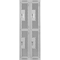 Clean Line Lockers, 2 -tier, Bank of 2, 24" x 12" x 72", Steel, Grey, Rivet (Assembled), Perforated Seaboard Timber Mart