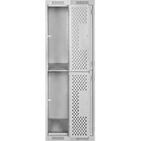 Clean Line Lockers, 2 -tier, Bank of 2, 24" x 12" x 72", Steel, Grey, Rivet (Assembled), Perforated Seaboard Timber Mart