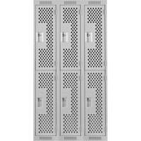 Clean Line Lockers, 2 -tier, Bank of 3, 36" x 12" x 72", Steel, Grey, Rivet (Assembled), Perforated Seaboard Timber Mart