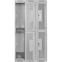Clean Line Lockers, 2 -tier, Bank of 3, 36" x 12" x 72", Steel, Grey, Rivet (Assembled), Perforated Seaboard Timber Mart