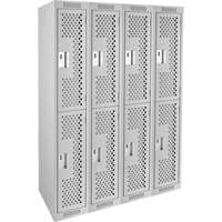 Clean Line Lockers, 2 -tier, Bank of 4, 48" x 12" x 72", Steel, Grey, Rivet (Assembled), Perforated Seaboard Timber Mart