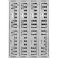 Clean Line Lockers, 2 -tier, Bank of 4, 48" x 12" x 72", Steel, Grey, Rivet (Assembled), Perforated Seaboard Timber Mart