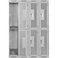 Clean Line Lockers, 2 -tier, Bank of 4, 48" x 12" x 72", Steel, Grey, Rivet (Assembled), Perforated Seaboard Timber Mart