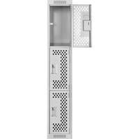 Clean Line Lockers, 3 -tier, 12" x 18" x 72", Steel, Grey, Rivet (Assembled), Perforated Seaboard Timber Mart