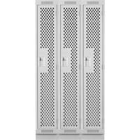 Clean Line Lockers, Bank of 3, 36" x 18" x 76", Steel, Grey, Rivet (Assembled), Perforated Seaboard Timber Mart