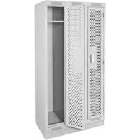 Clean Line Lockers, Bank of 3, 36" x 18" x 76", Steel, Grey, Rivet (Assembled), Perforated Seaboard Timber Mart