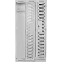 Clean Line Lockers, Bank of 3, 36" x 18" x 76", Steel, Grey, Rivet (Assembled), Perforated Seaboard Timber Mart