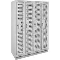 Clean Line Lockers, Bank of 4, 48" x 18" x 76", Steel, Grey, Rivet (Assembled), Perforated Seaboard Timber Mart
