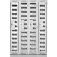Clean Line Lockers, Bank of 4, 48" x 18" x 76", Steel, Grey, Rivet (Assembled), Perforated Seaboard Timber Mart