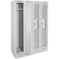 Clean Line Lockers, Bank of 4, 48" x 18" x 76", Steel, Grey, Rivet (Assembled), Perforated Seaboard Timber Mart